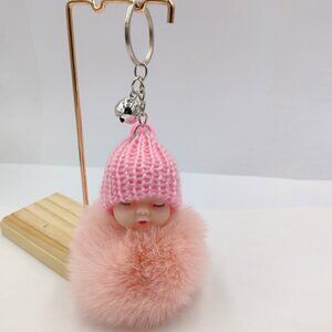 Girly Heart Cartoon Cute Sleeping Doll Bag Hair Ball Keychain
